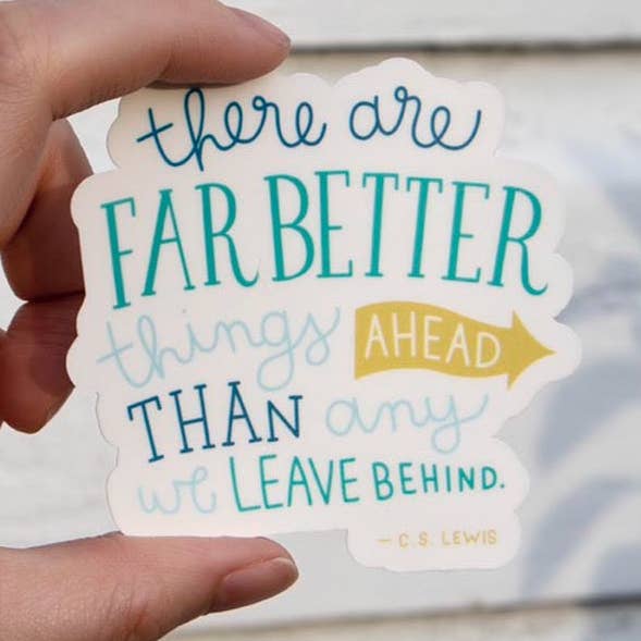 Pegatina de vinilo mate «Hay cosas mejores por delante» para venta al por mayor de Coffee Cups & Curiosities