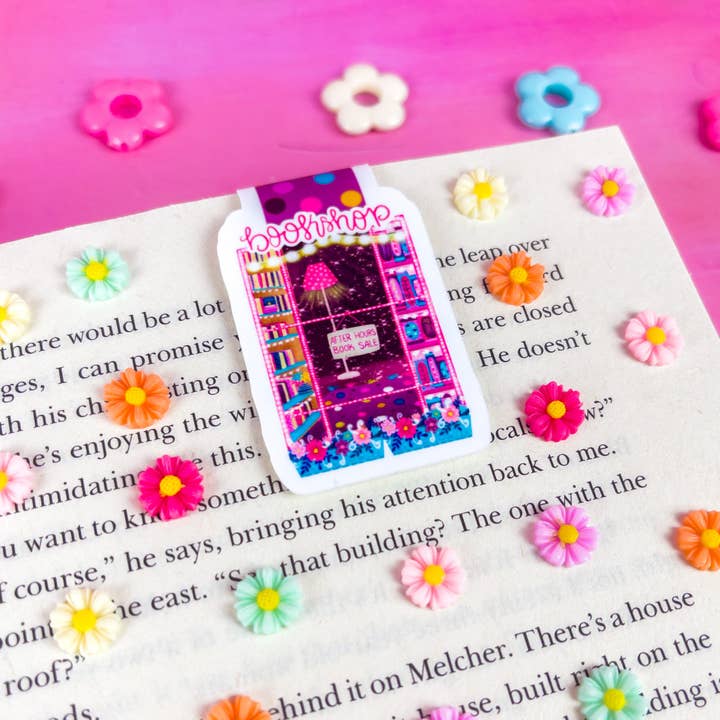 Emily Cromwell Designs - Wholesale Bookmark - Bookshop at Night Magnetic Bookmark1