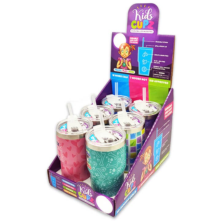 Novelty Brands - Wholesale Insulated Mug/Tumbler - Insulated Cup Kids Drink N Play 12 oz Assortment- 6/Display
