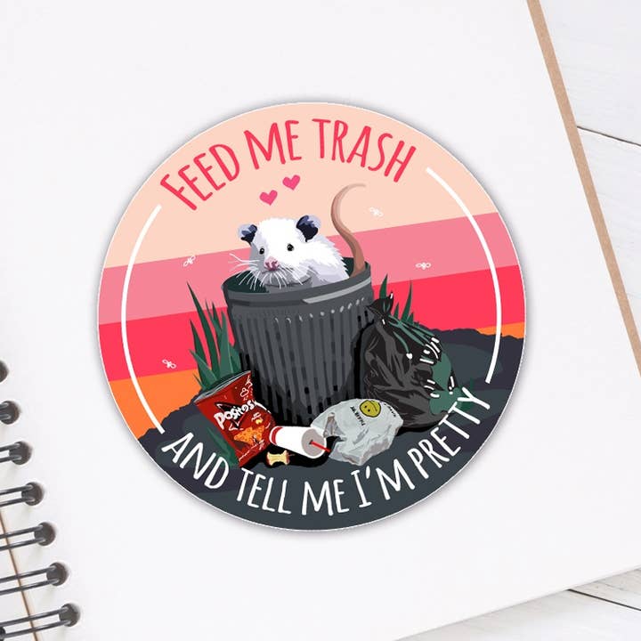 BoyPilot Goods - Wholesale Sticker - Feed Me Trash Possum Sticker1
