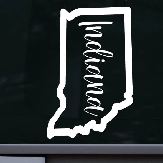Adesivo Indiana Outline con nome per auto e laptop per la vendita all'ingrosso da parte di AO Designs LLC