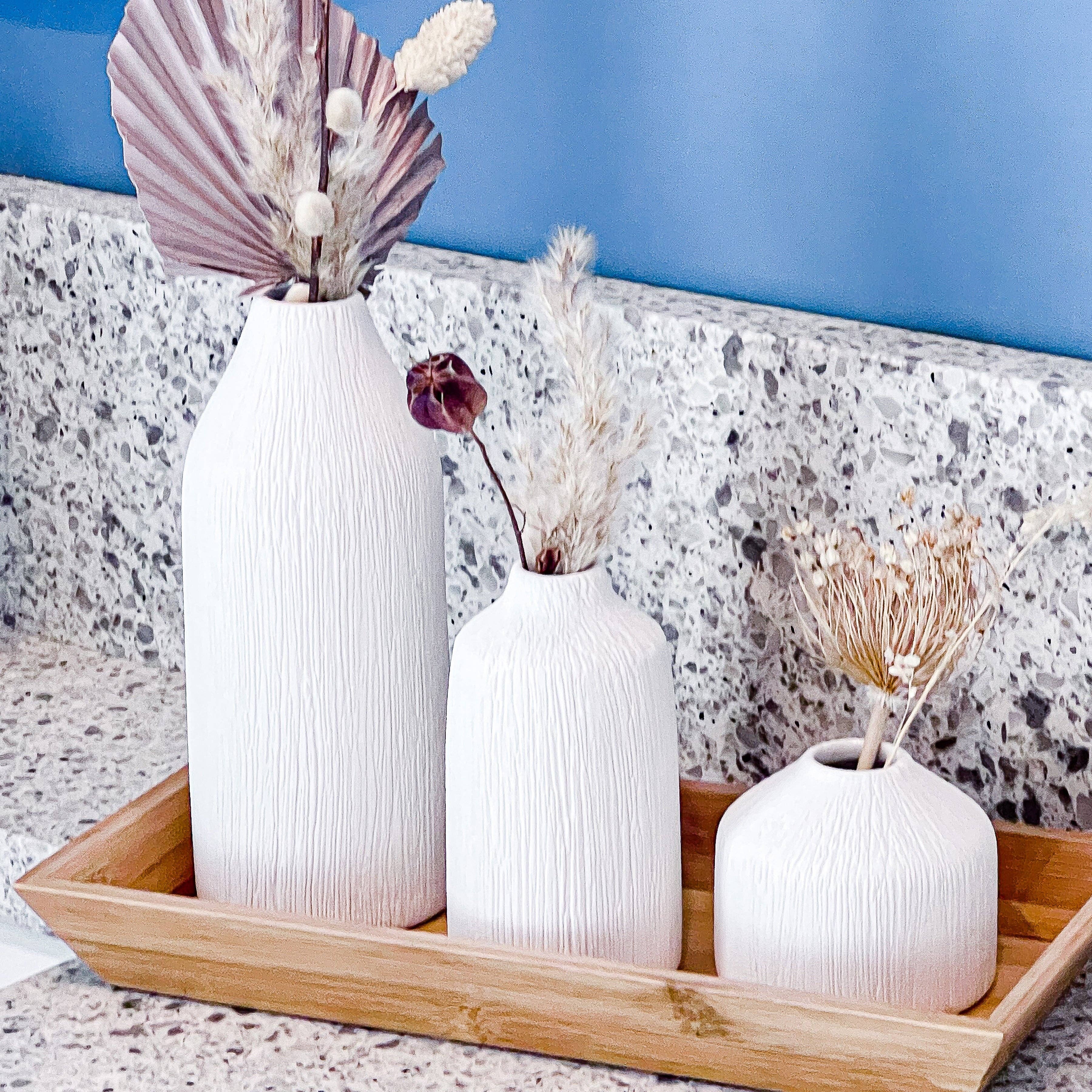 Kate Aspen - Wholesale Vase - Boho Ceramic Bud Vase - White (Set of 3)1