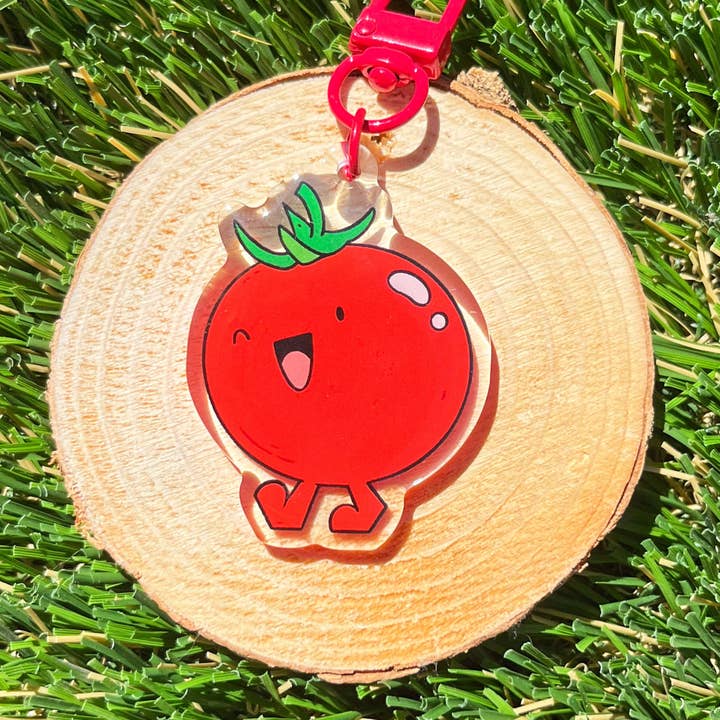 Tomato Acrylic Keychain Charm for wholesale by Moth Mart