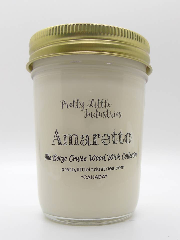 Booze Cruise Wood Wick Candle Amaretto for wholesale by Pretty Little Industries Ltd