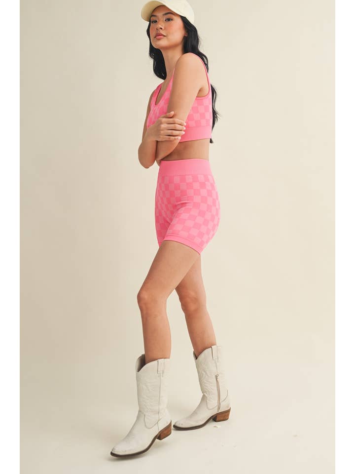 KIMBERLY C - Wholesale Activewear Set - Women's - Checkmate Cropped Two Piece Set47