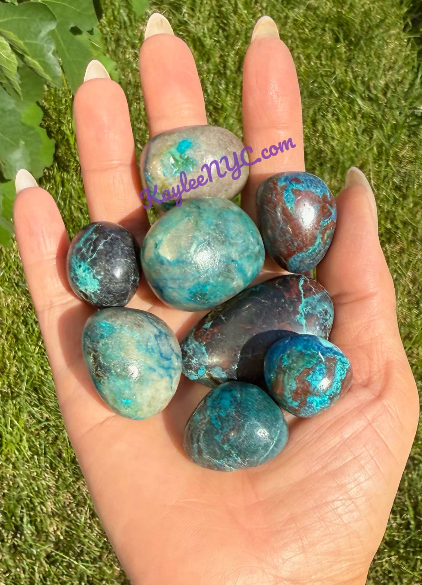 KayleeNYC - Wholesale Spiritual Stone/Crystal - 1 lb Natural Chrysocolla Shattuckite Azurite Dioptase Tumble4