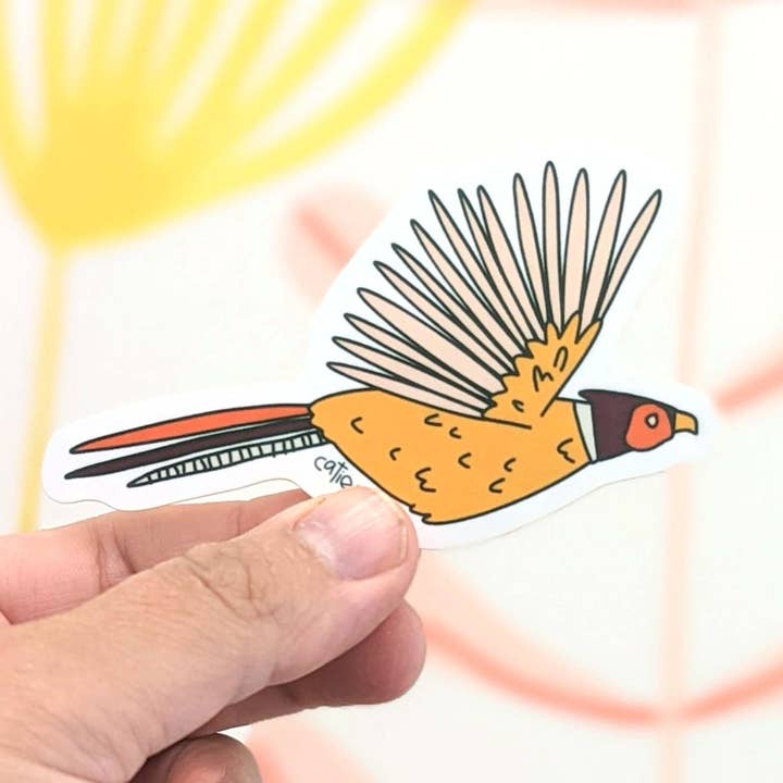 Pheasant Flying Vinyl Sticker 10 Pack - Wholesale for wholesale by Catie Miller Ceramics