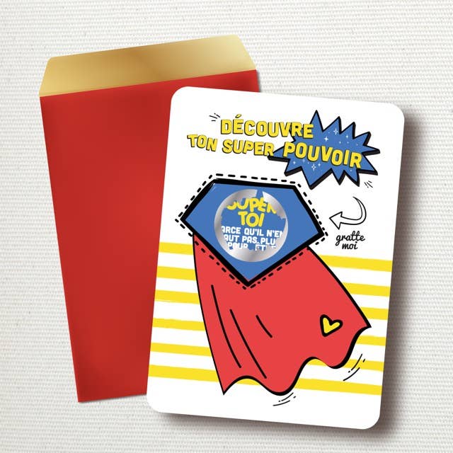 GRATTE MOI papeterie - Wholesale Everyday Greeting Card - “Super you” scratch card, surprise message1