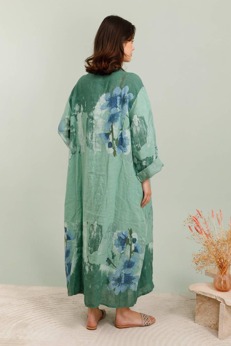 Lea & Luc - Grandes Tailles - Wholesale Dress - Women's - Floral print dress in 100% Linen REF. 7223011