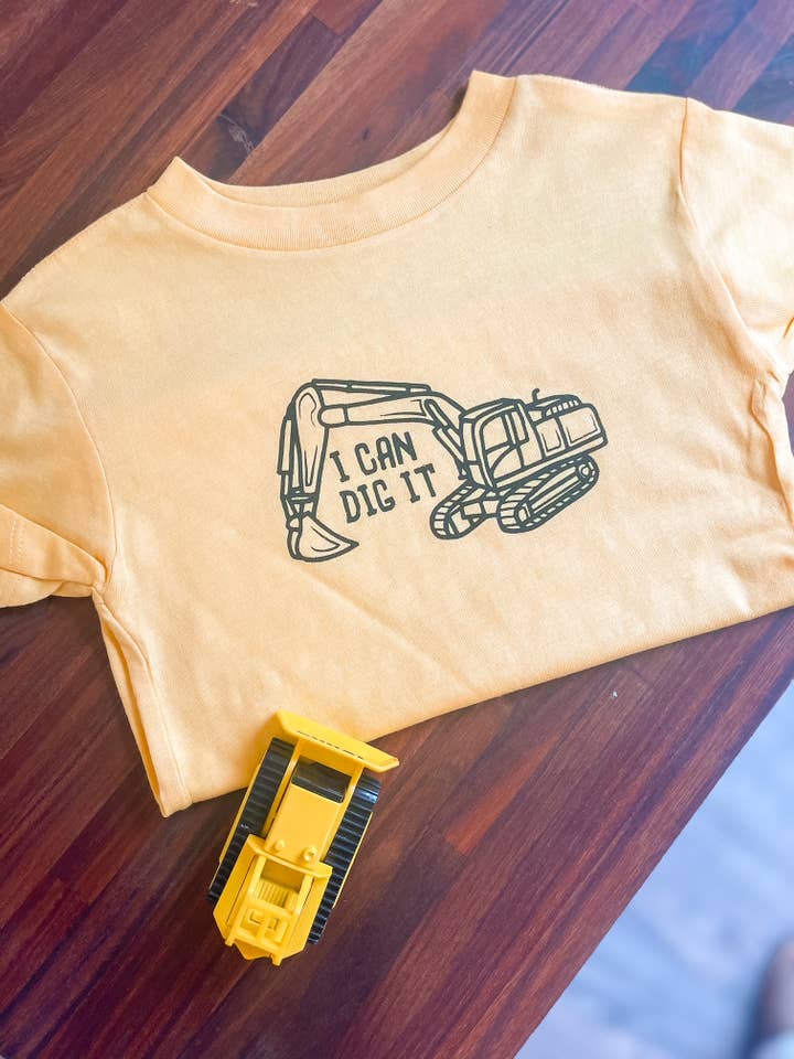Ginger And Babe - Wholesale Screen Printed T-Shirt - Kids - Excavator Shirt Kids, Digger Tee Toddlers, Construction Zone