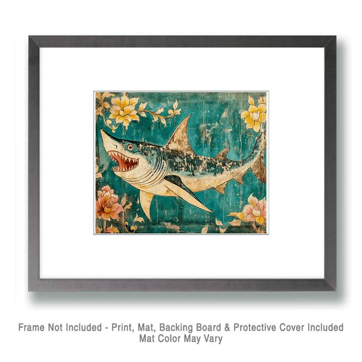 Mowbi - Wholesale Art Print - Shark #1 - Rattanakosin Style Wall Art Prints – 8″x10″ Artwork for 11″x14″ Frame1