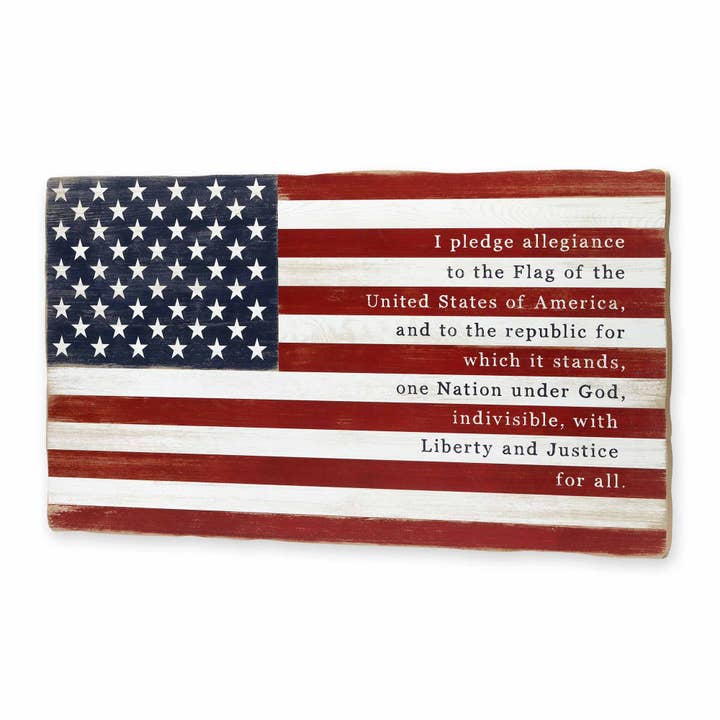 Open Road Brands, LLC - Wholesale Sign - American Flag Pledge of Allegiance Wood Wall Decor