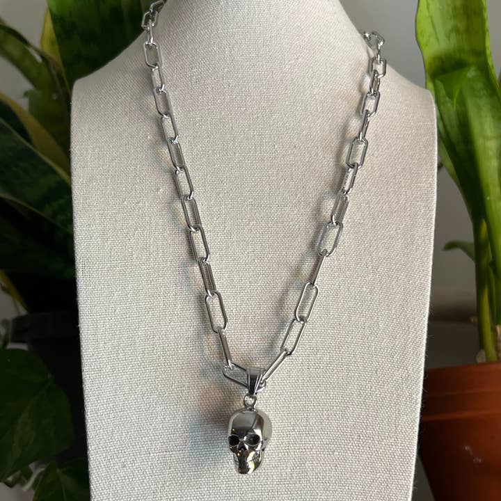 Collana con Teschio - Catena a Maglie Spesse - Acciaio - Punk per la vendita all'ingrosso da parte di Earth Star Healing Collective