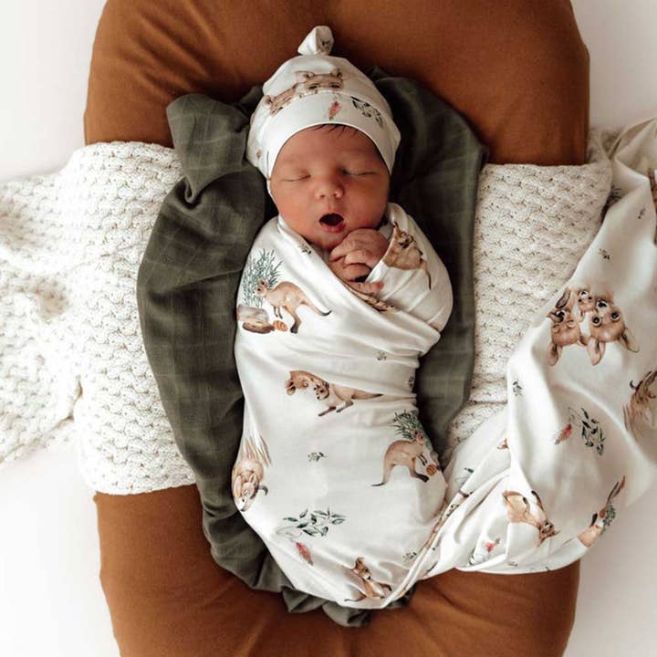 Organic Jersey Wrap & Beanie Set - Kanga Organic Jersey Wrap & Beanie Set - Kanga