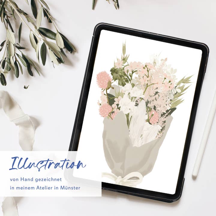 Wildblumen Atelier - Wholesale Birthday Card - Folded card happy birthday pink flowers, with envelope, FSC2