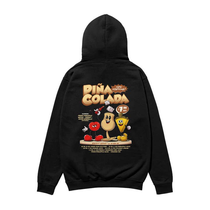 Piña Colada Heavyweight Organic Hoodie Black for wholesale by Weekend Concept