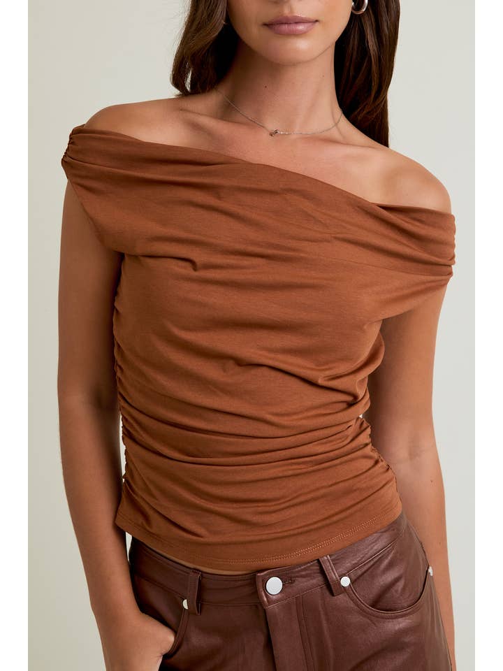 LE LIS - Wholesale Blouse - Women's - OFF THE SHOULDER TOP WITH RUCHING20