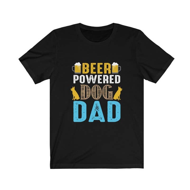 Beer Powered Dog Dad Drinking T-Shirt for wholesale by Luluizy Designs Co.