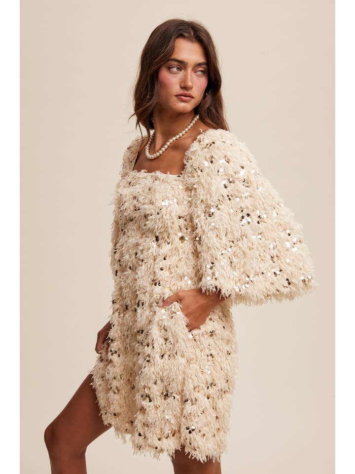 Listicle - Wholesale Dress - Women's - Sequin Fringe Mini Dress LD14685