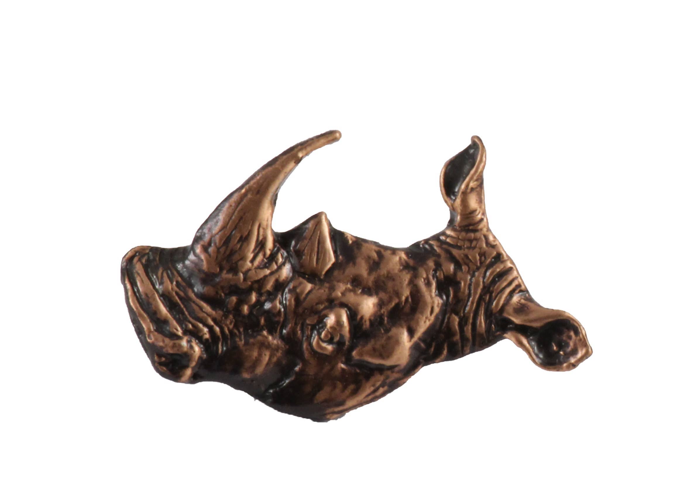 Creative Pewter Designs – wholesale Nål och knapp för kavajslag – Noshörning Noshörning Huvud Tenn Lapel Pin eller Magnet M1043