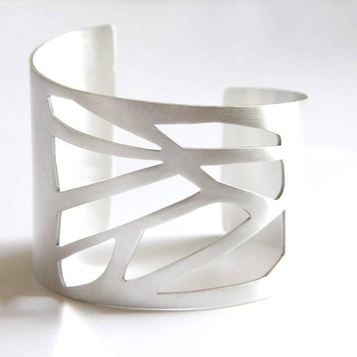tothemetal - Wholesale Cuff Bracelet - Wide Sterling Silver Statement Cuff W/ A Geometric Cutout Pattern2
