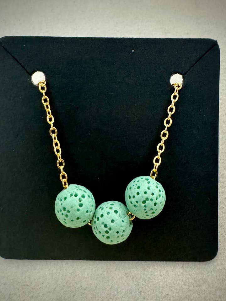 Aromatherapy Diffusion Lava Stone Necklace: Three Beads for wholesale by KPO Creative LLC