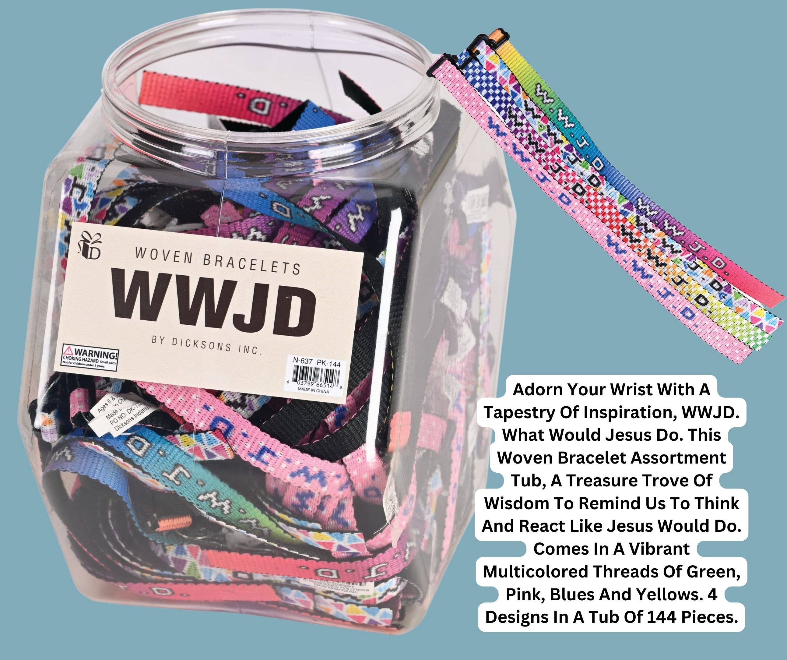 Magnolia - Wholesale Woven/Braided Bracelet - Woven Bracelet Assortment Tub WWJD2