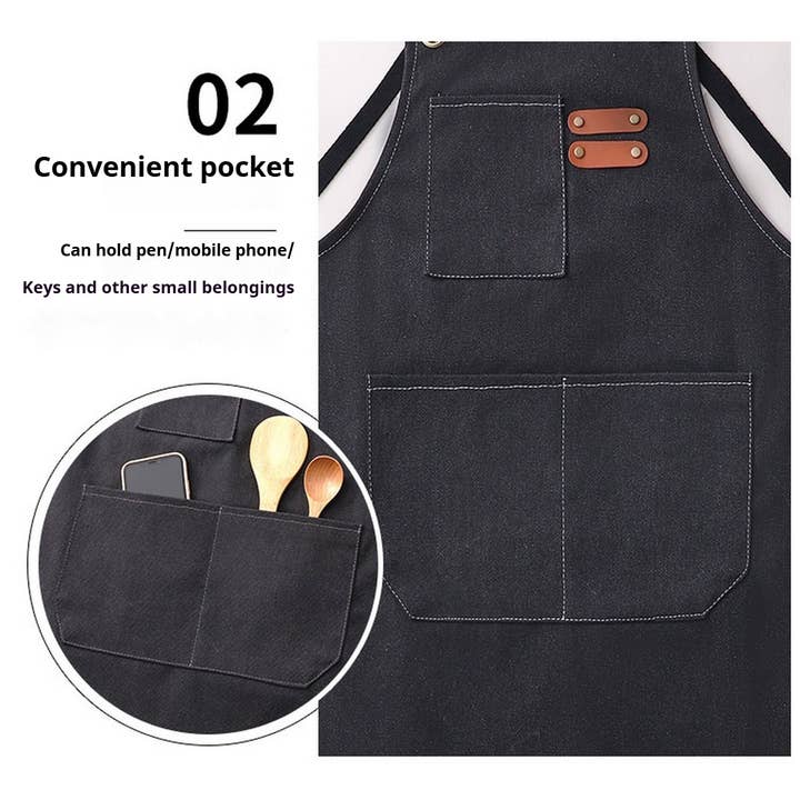 ACCITY - Wholesale Apron - Custom Cotton Canvas Kitchen Apron for Women_CWMM66233