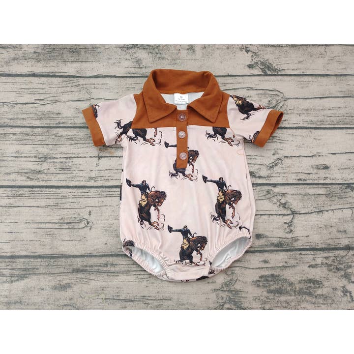 Aier Wholesale - Wholesale Bodysuit (Non-Footed) - Baby - Baby Boys Rodeo Horse Western Rompers1