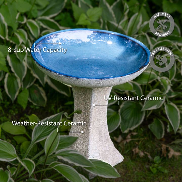 Sunnydaze Decor - Wholesale Bird Bath - Nantes Lava Finish Bird Bath - White Ceramic - 16" H