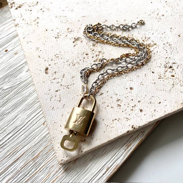 VB&CO Designs Handmade Jewelry - Wholesale Pendant/Charm Necklace - Louis Vuitton lock necklace repurposed upcycled LV10