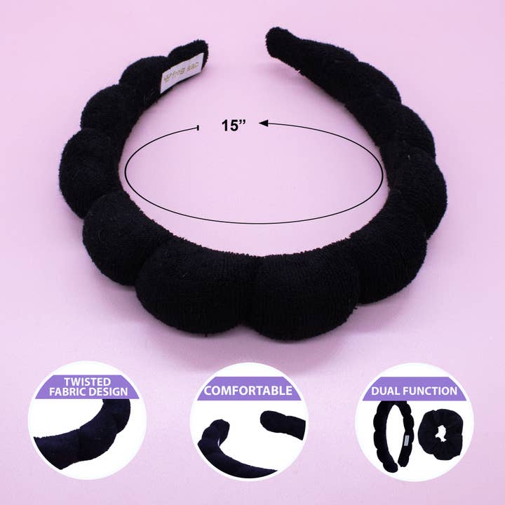 Frog Sac - Wholesale Spa Headband - Headbands for Washing Face - Spa Headband with Scrunchies