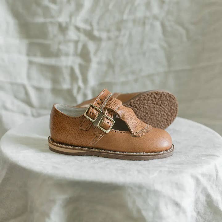 Zimmerman Shoes - Wholesale Dress Shoes - Kids - Kiltie T-Strap - Cognac1