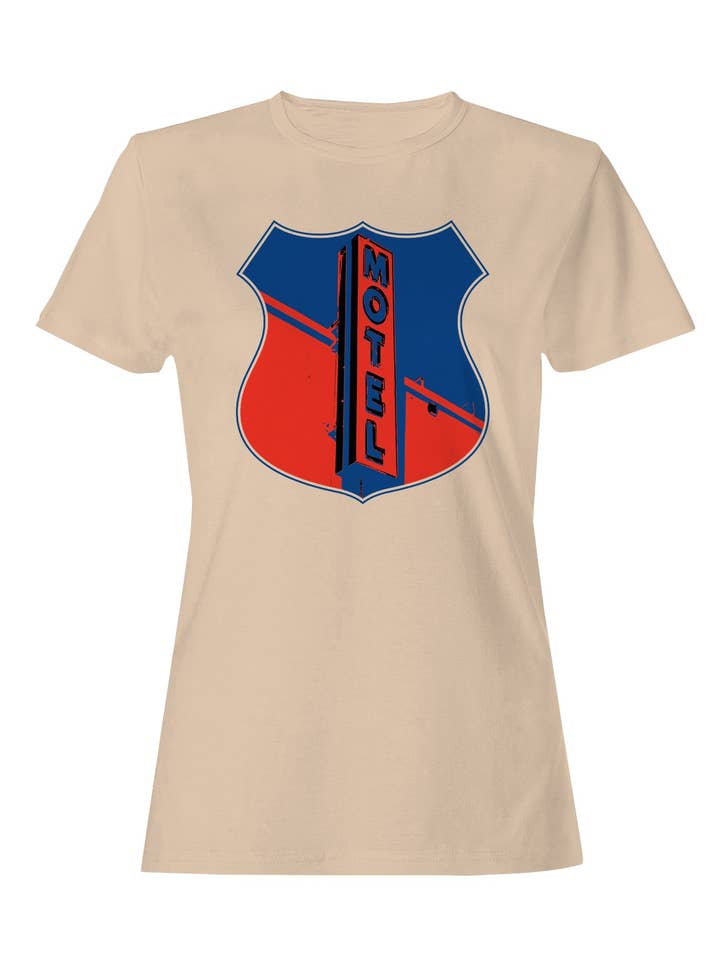 Retro Motel Shield Design Women's T-shirt for wholesale by Swift Retail