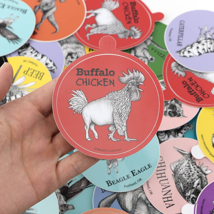 Whatif Creations - Wholesale Sticker - Buffalo Chicken 3" Vinyl Sticker1