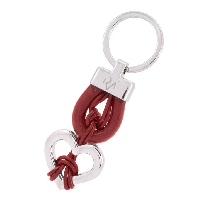 Sleutelhanger van touw met rood metalen hart voor wholesale door Roberto Mantellassi