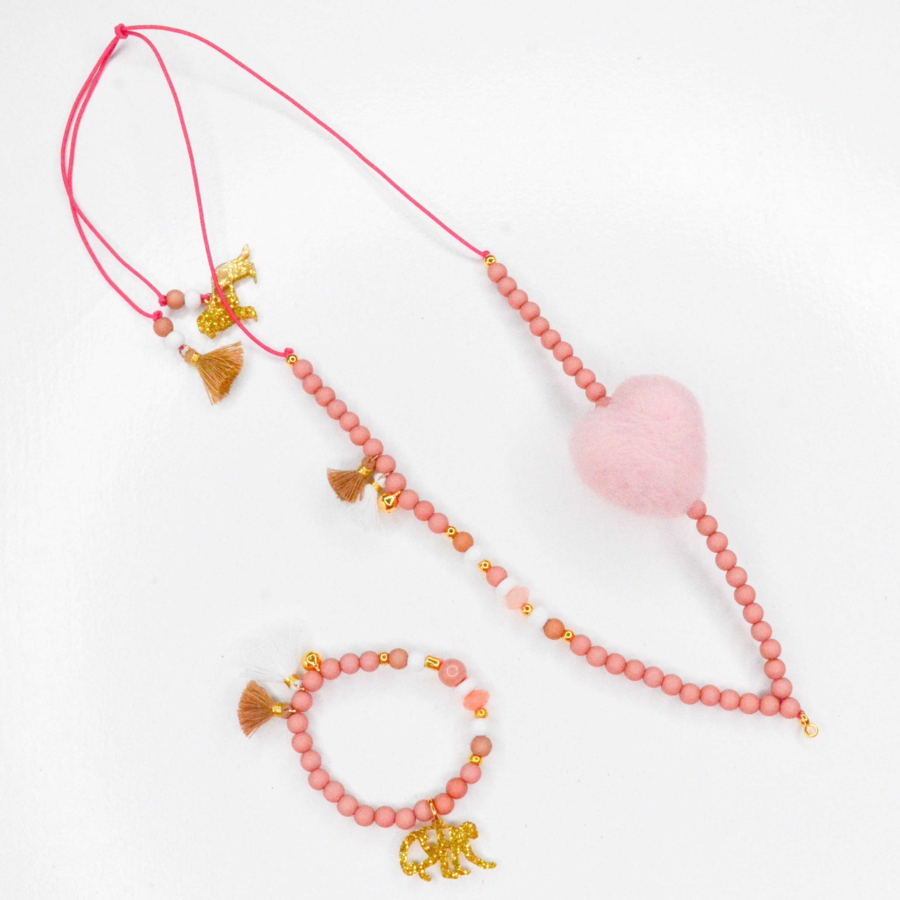 Feestbeest-kids - Vente Bracelet de perles – enfant - Bracelet Sweetheart rose1
