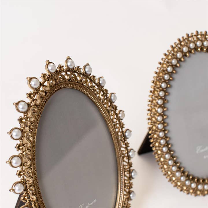 Audrey's Home & Gift - Wholesale Picture frame - Photo Frame - Gold Filagree With Mini Pearls (2 Styles)1