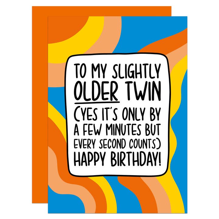Older Twin Birthday A6 Card for wholesale by TeePee Creations