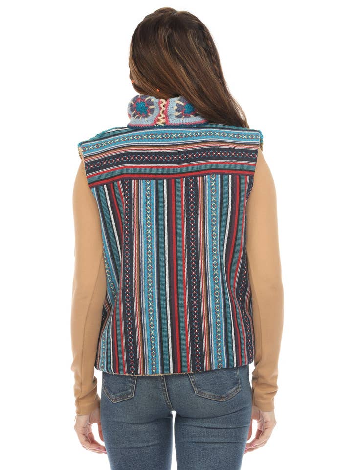 Lakhays Collection Inc. - Vente Veste sans manches – femme - Gilet doublé en polaire Mandala au crochet