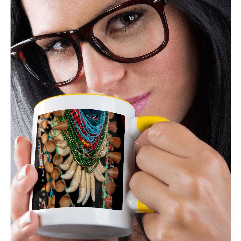 3dRose - Wholesale Coffee Mug - 3dRose, Regalia of Amazon jungle shaman features jaguar teeth and beads., Mug1