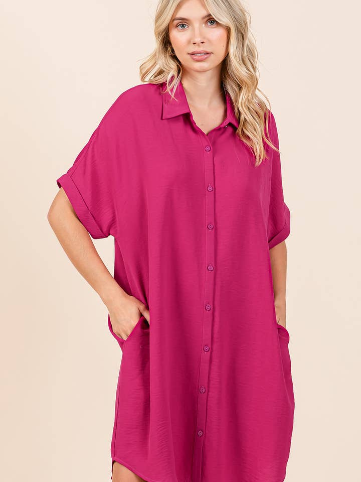AIRFLOW DOLMAN SHORT SLEEVE MINI SHIRT DRESS for wholesale by mittoshop