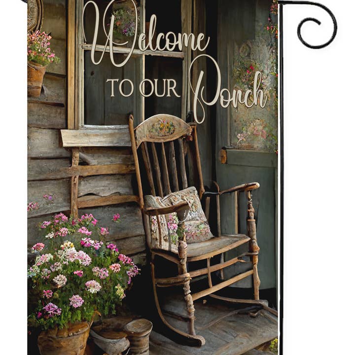 Happy Cow Lawn Decor - Wholesale Flag - Welcome Front Porch Rocker Garden Flag #G2559