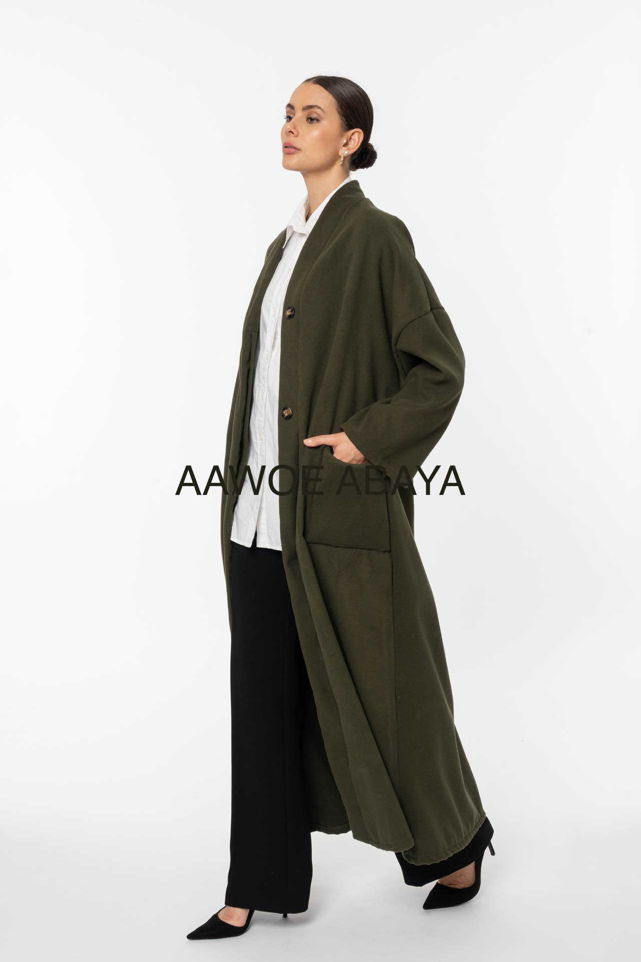 Aawoe Abaya – Casaco - Mulher por atacado – Casaco de Inverno Longo - Comprimento 145 cm - 21605