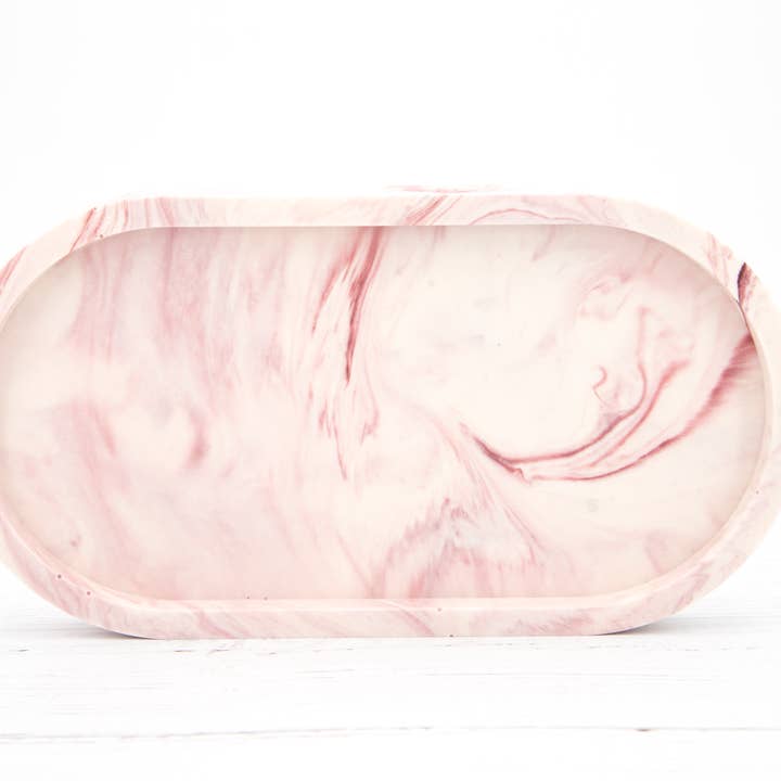 Handgefertigtes Jesmonit-Ovaltablett - Merlot-Marmor für den Großhandel von Eco Homeware Studio