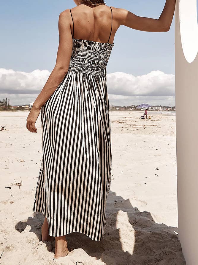 Black Zebra Stripes Spaghetti Dress ZK1965 for wholesale on Faire