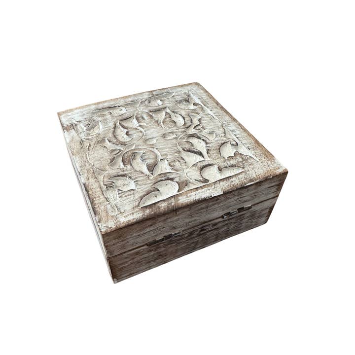 Wilco Home - Wholesale Decorative box - Hand-Carved Wood "Dragon's Breath" Hinged Square Table Box6