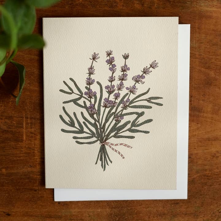 Lavande (Promesse de repos) | Carte de vœux botanique | A2 pour la vente par annalisa v. sawtell