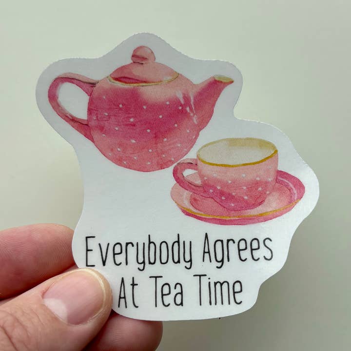 Cute Watercolor Style Tea Time Vinyl Sticker for wholesale by Labcraft Studio
