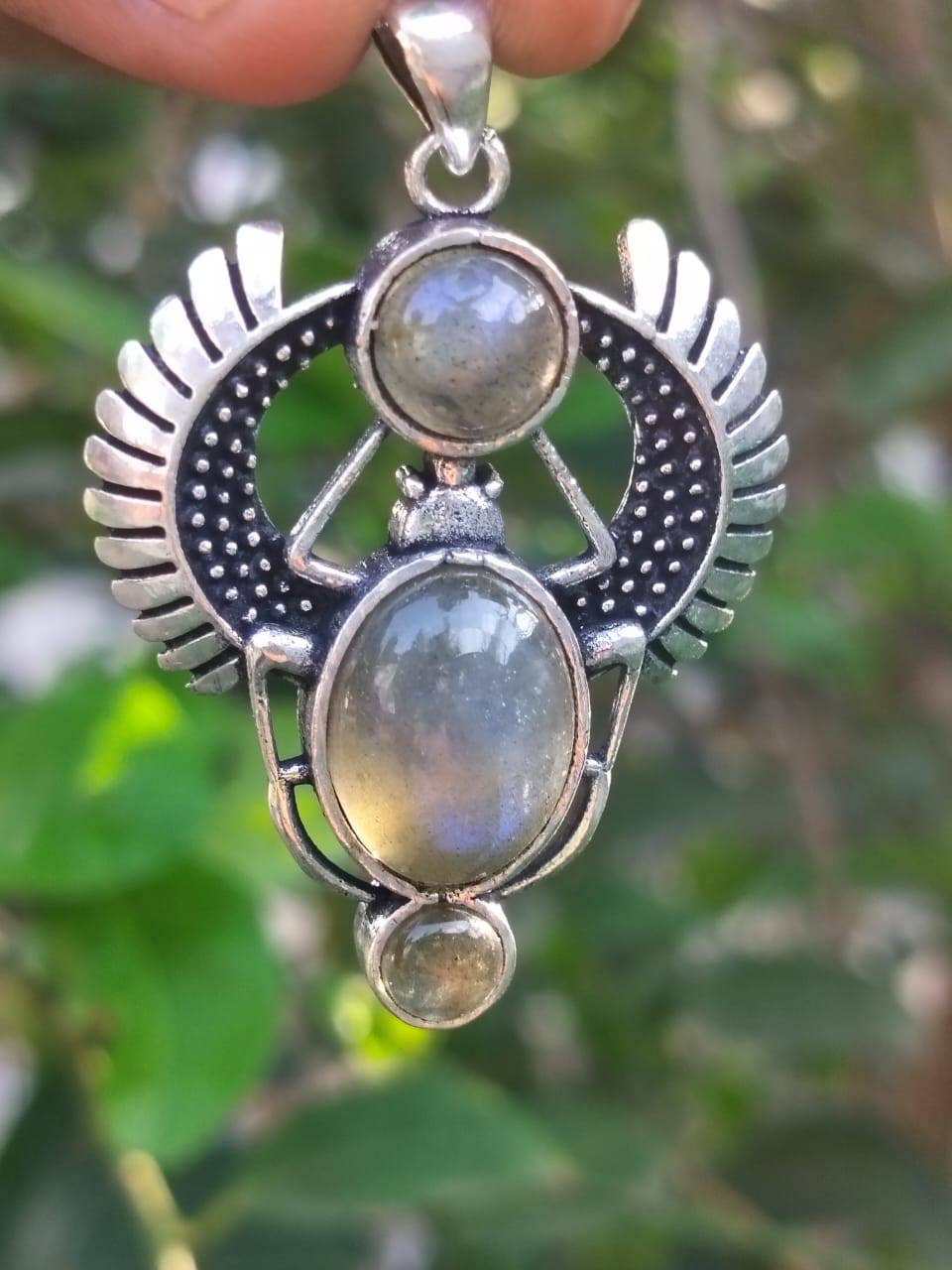 SILVER CAVE - Wholesale Individual Charm/Pendant - Natural Labradorite Stone A Spider Design For Brass Pendant6